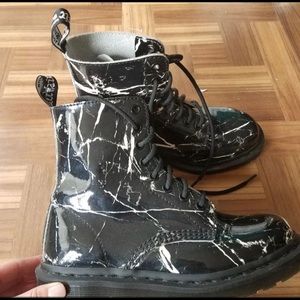 Dr. Martens Black Marble Rain Boots